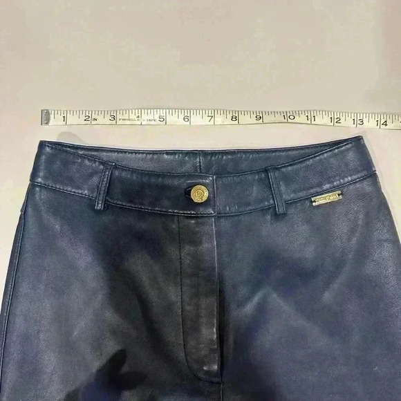 St. John Sport Navy Leather Pants Size Medium Size 0 - Picture 4 of 5